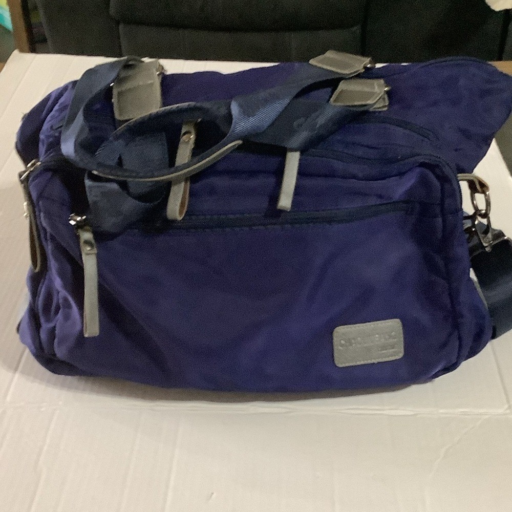 Chaoliubang navy/gray nylon‎ multi compartments weekend carry on shoulder bag
